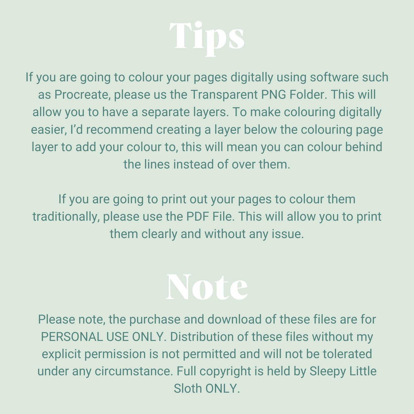 Playful Animals Digital Colouring Book Volume 1 - Sleepy Little Sloth