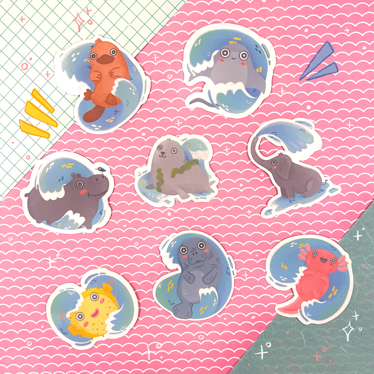 Splash Stickers (8 Pack) - Sleepy Little Sloth