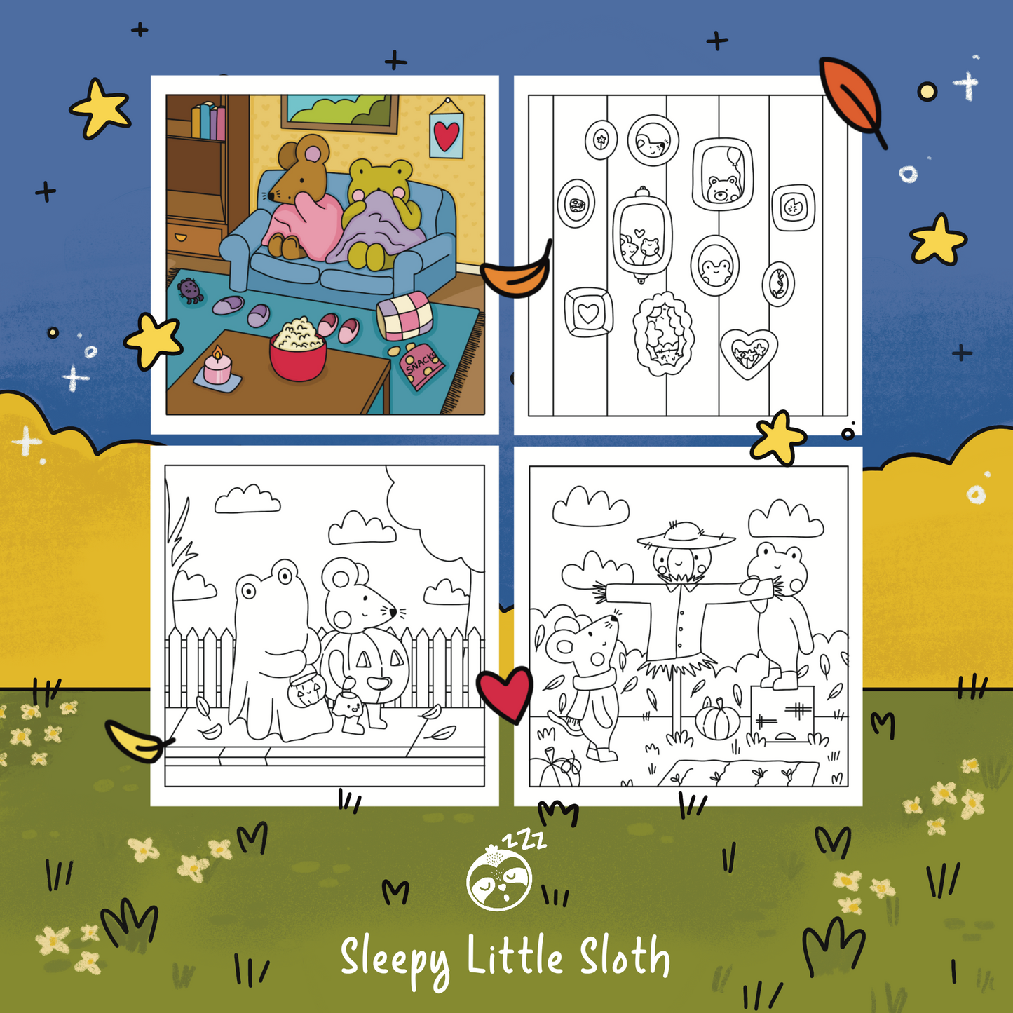 Cosy Autumn Digital Download PDF Colouring Book