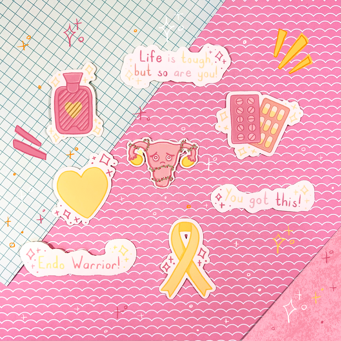 Endometriosis Stickers (8 Pack)