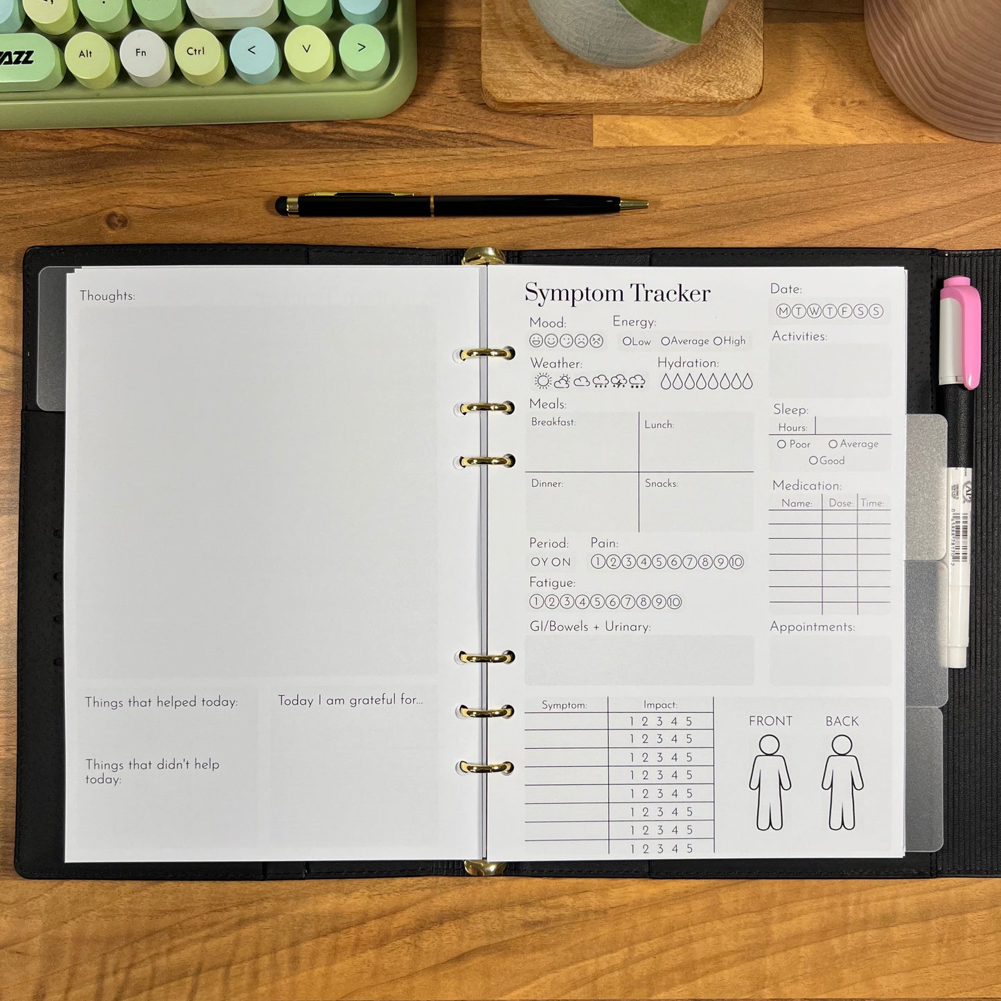 Endometriosis Symptom Journal A5 Black